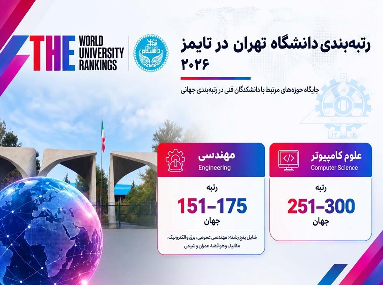دانشگاه تهران در رتبه‌بندی تایمز ۲۰۲۶؛ جایگاه برتر در حوزه‌های مهندسی و علوم کامپیوتر